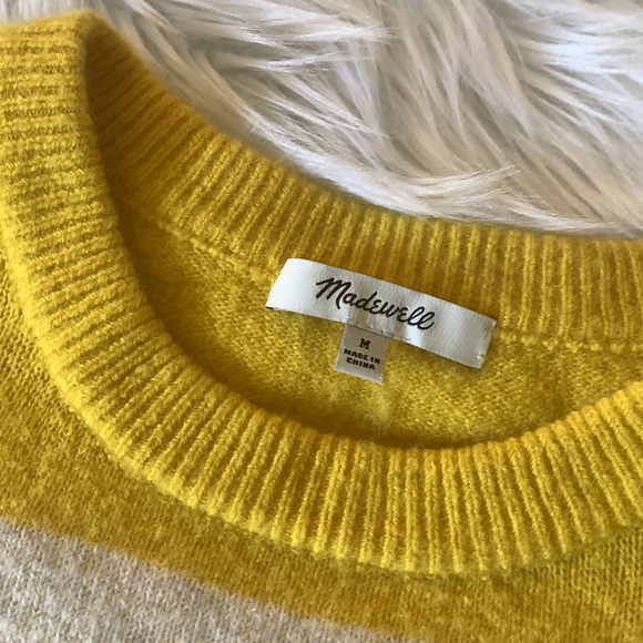 Madewell Crofton Dijon Mustard Striped Pullover Sweater size M - Picture 3 of 9